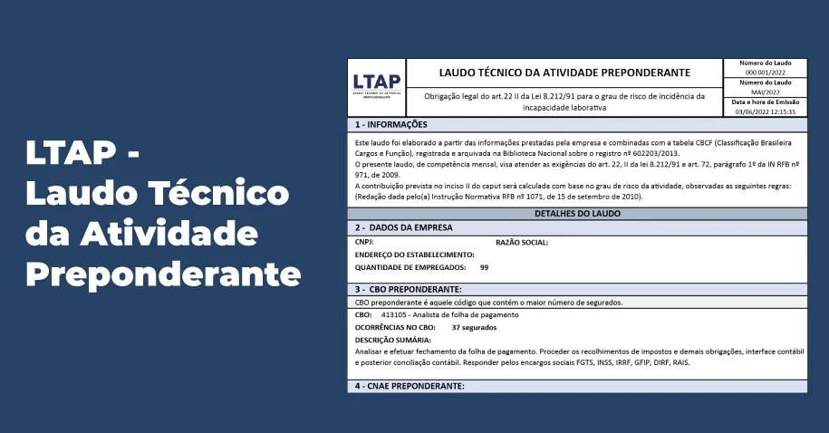 O que é o LTAP? Como é um LTAP? Auto Enquadramento da Alíquota do RAT Conceitos utilizados no LTAP Recuperação do RAT - Risco de Acidente do Trabalho Como emitir o Laudo LTAP?